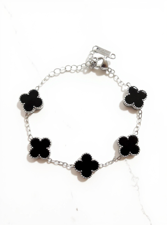 R3CEIVED 1-Clover Bracelet – Silver Black Edition (Stainless Steel)