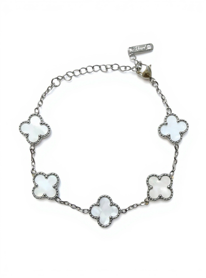R3CEIVED 1-Clover Bracelet – Silver White Edition (Stainless Steel)
