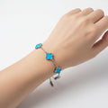 R3CEIVED lucky Clover Armband – Zilver Hemelsblauw Editie (Roestvrij Staal)
