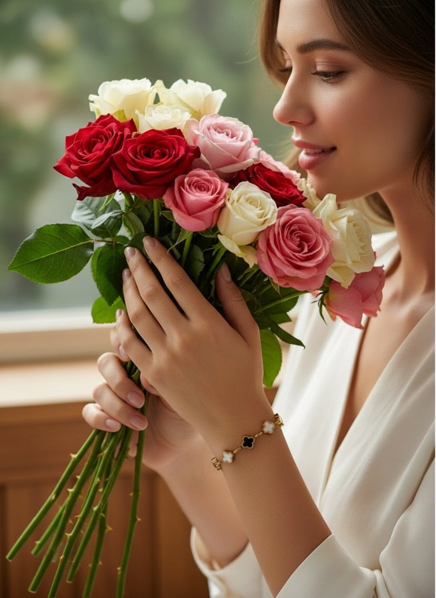 R3CEIVED — Rose Gold Clover Bracelet (Stainless Steel)