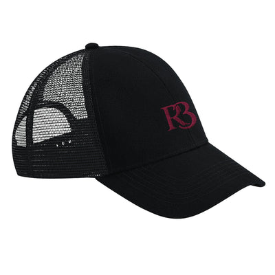 R3 Black Mesh Cap with Pink Logo – Eco-Friendly Trucker Hat