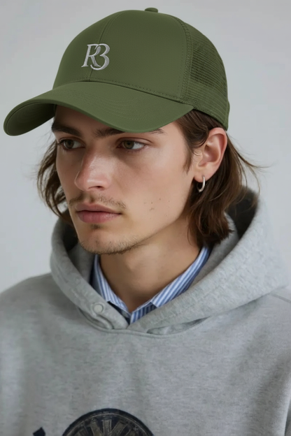 Olive Green Mesh Cap with White R3 Logo